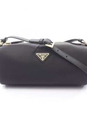 Prada Shoulder Bag Re-Nylon Pouch Tessuto Saffian Black